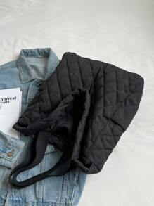 Bolso tote de hombro guateado - Negro - Ver 7