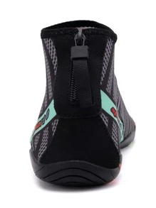 Men Letter Graphic Zip Back Aqua Socks - Grey - View 3