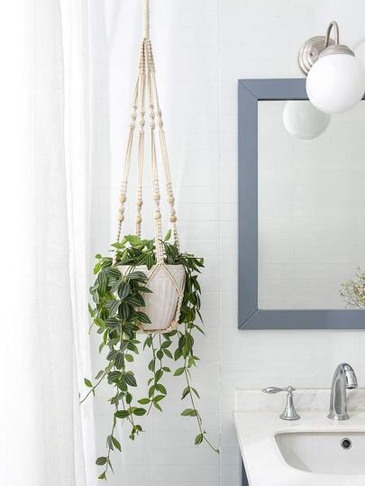 1pc Bead Decor Hanging Basket