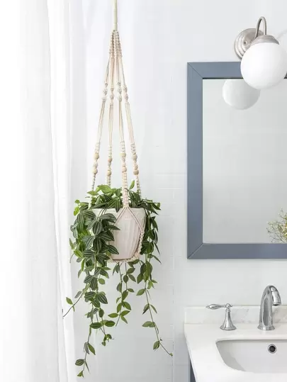 1pc Bead Decor Hanging Basket