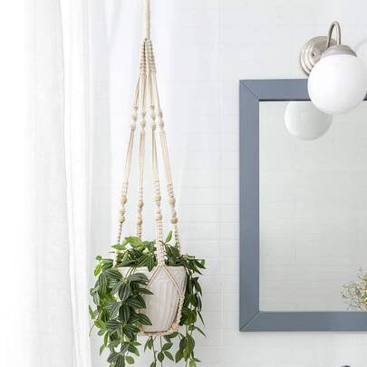 1pc Bead Decor Hanging Basket