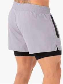 Manfinity Sport Corelite Quần short thể thao nam cạp rút 2 trong 1 Quần short tập gym Quần short chạy bộ Quần short xám - Màu Xám nhạt - Xem 2