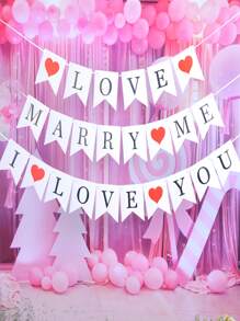 24pcs Heart & Slogan Graphic Pull Flag - Multicolor - View 2