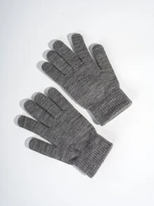 Men Christmas Antler & Letter Embroidered Gloves - Dark Grey - View 2
