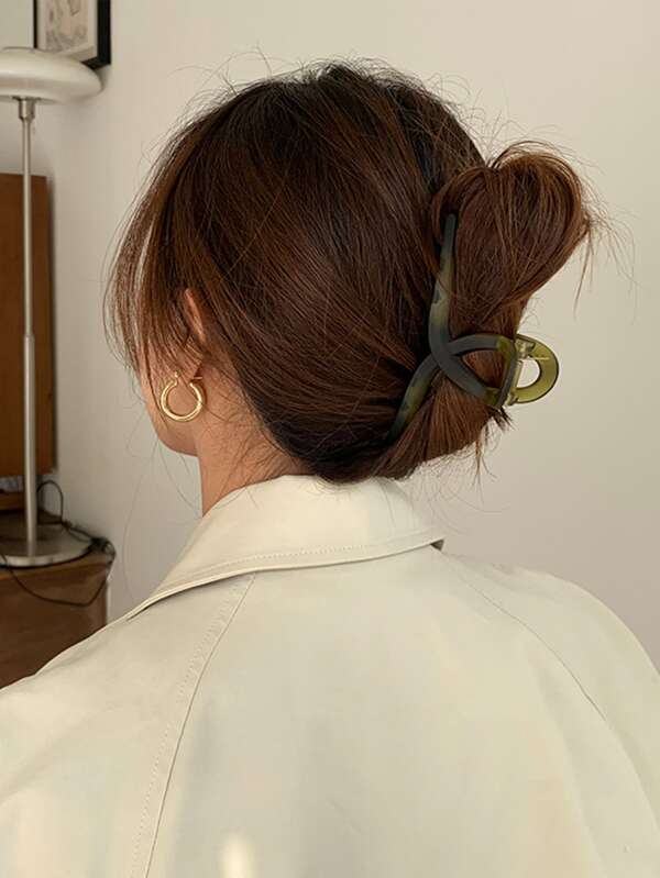 Green Large Hair Claw Clip For Everyday Casual Or Outdoor Outfits, Suitable For Women And Girls To Use As Hair Accessory Or Ponytail Holder,Hair Accessories,Claw Clips,Hair Jaw Clip,Hair Clutch Fall Winter Hair Clip Bows For Vacation Outfits Woman