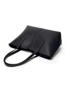 Lightweight, Business Casual Minimalist Shoulder Tote Bag For Teen Girls Women College Students, Rookies & White-Collar Workers Perfect For Office, College, Work, Business, Commute, Outdoors, Travel, Outings School Bag, School Bookbag, Portable, Lightweight, Suitable For Teen Girls Women College Students, White-Collar Workers, Perfect For Back To School, College, Office, Work, Business, Commute, Work Bag Women, Ideal For Everyday Elegance & Special Occasions, Eye-Catching Work Bags For Women - Black - View 3