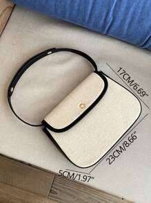 Túi vai Tương phản ràng buộc Khối Màu Có thể điều chỉnh được Đúng mốt - Màu be - Xem 7