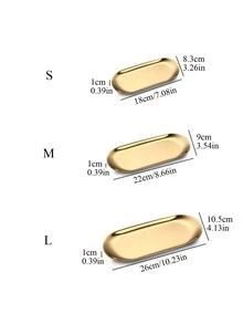 1 khay đựng trang sức bằng thép không gỉ, giá đỡ trưng bày trang sức tối giản cho bàn làm việc - Vàng - Xem 3