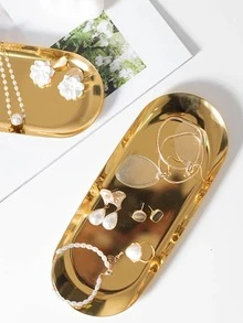 1 khay đựng trang sức bằng thép không gỉ, giá đỡ trưng bày trang sức tối giản cho bàn làm việc - Vàng - Xem 4