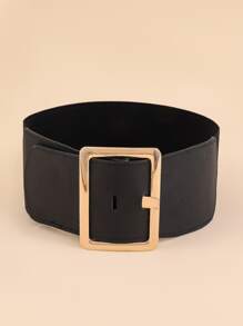 Rectangle Buckle Elastic Belt Halloween Summer, School Fall, Autumn, Halloween - Black - View 1