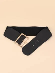 Rectangle Buckle Elastic Belt Halloween Summer, School Fall, Autumn, Halloween - Black - View 2