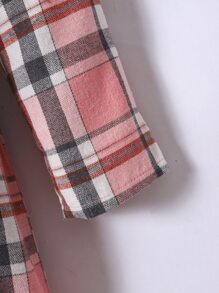 Cô Gái Trẻ In kẻ sọc Viền Ruffle Váy có thắt lưng - Hồng - Xem 5