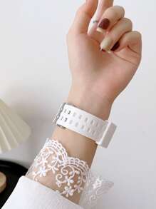 Correa de reloj de silicona compatible con Apple Watch - Blanco - Ver 2