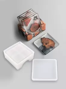Hộp lưu trữ 2 cái & Thiết kế đế lót khuôn tự làm bằng silicon - trắng - Xem 1