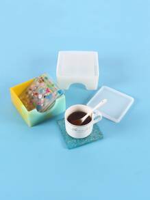 Hộp lưu trữ 2 cái & Thiết kế đế lót khuôn tự làm bằng silicon - trắng - Xem 2