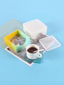 Hộp lưu trữ 2 cái & Thiết kế đế lót khuôn tự làm bằng silicon - trắng - Xem 3