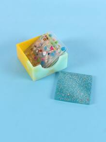 Hộp lưu trữ 2 cái & Thiết kế đế lót khuôn tự làm bằng silicon - trắng - Xem 6