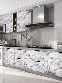 1入組黑色和白色大理石紋樣式牆紙適用於家庭裝飾用品,櫥櫃,桌子,椅子背景貼紙,房間裝修 - 黑與白 - 查看 8