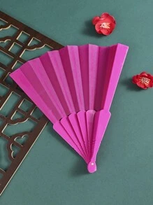 Breezier 1pc Chinese Style Retro Fan, Suitable For Festivals And Parties - Hot Pink - View 2