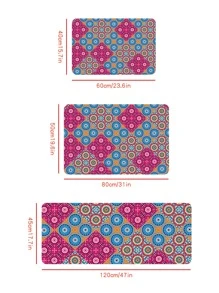 1pc Vintage Geometric Pattern Kitchen Rug - Multicolor - View 4