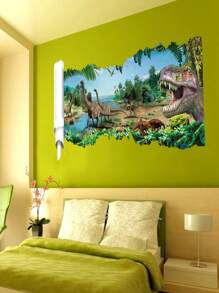 1入組,3D破牆貼,卷軸叢林恐龍牆貼,客廳臥室孩子們房間裝修,自黏式貼紙,創意小禮品,假期配件,生日派對用品,生日禮物,派對裝飾用品 - 彩色 - 查看 2