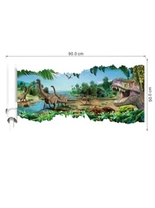 1入組,3D破牆貼,卷軸叢林恐龍牆貼,客廳臥室孩子們房間裝修,自黏式貼紙,創意小禮品,假期配件,生日派對用品,生日禮物,派對裝飾用品 - 彩色 - 查看 3