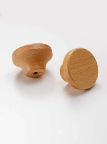 2pcs Wooden Drawer Knob, Round Cabinet Handle For Household - Apricot - View 2