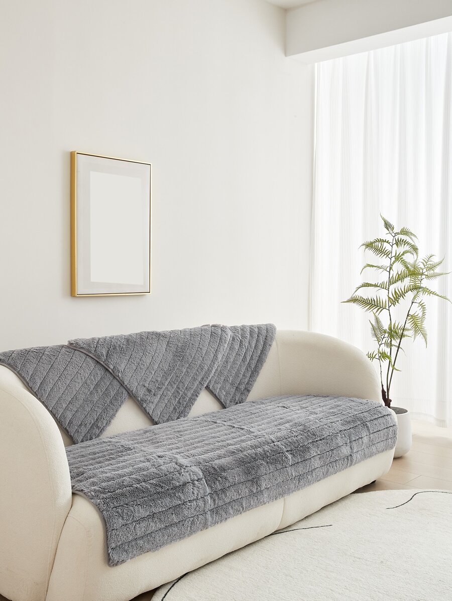 1 cái khăn sofa trơn - Màu xám đen - Xem 1