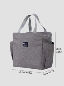 1pc Letter Patch Detail Lunch Bag - Grey - View 3