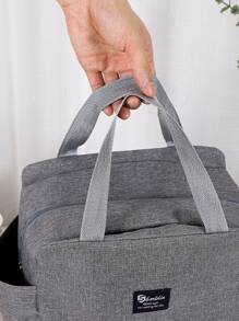 1pc Letter Patch Detail Lunch Bag - Grey - View 2