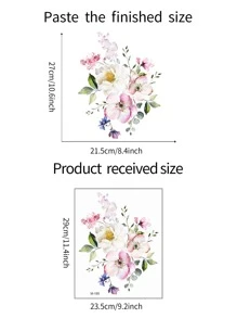 1入組花卉圖案馬桶蓋貼花 - 彩色 - 查看 6