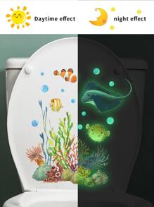 1 件卡通图案马桶盖贴花、夜光马桶贴家居装饰、贴纸、墙贴、乙烯基贴花家居装饰、春季装饰品让您的家焕然一新、节日装饰贴纸礼物生日毕业 - 彩色 - 查看 7