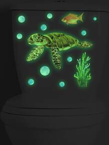 1pc Turtle Pattern Glow In The Dark Toilet Lid Decal - Multicolor - View 5