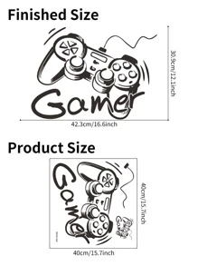 1 miếng dán tường họa tiết tay cầm chơi game, miếng dán tường in chữ và tay cầm chơi game bằng PVC hiện đại để trang trí nhà cửa, miếng dán, miếng dán tường, miếng dán vinyl để trang trí nhà cửa, vật dụng trang trí mùa xuân làm mới ngôi nhà của bạn, miếng dán trang trí Rama - màu đen - Xem 4