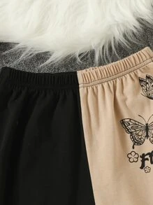 SHEIN Girls 3pcs Letter And Butterfly Print Cami Top & Pullover & Joggers - Multicolor - View 3