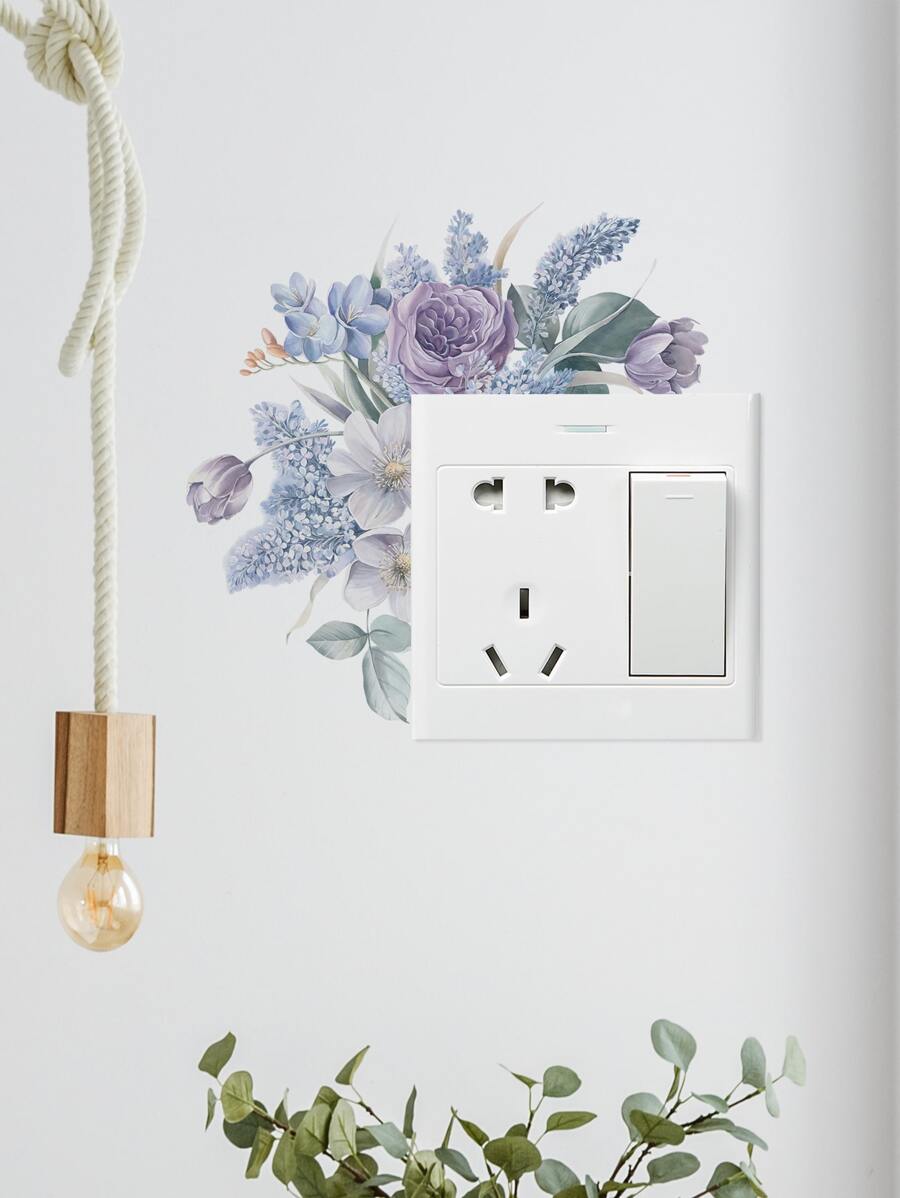 1 miếng dán tường ổ cắm điện họa tiết hoa lễ Phục sinh - Nhiều màu - Xem 1