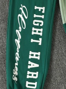 女孩3入組字母和蝴蝶圖案吊帶上衣和套頭衫和運動褲 - 綠色 - 查看 3