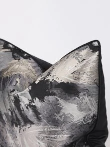 1pc Modern Minimalist Black & Grey Jacquard Decorative Pillow Cover, Suitable For Sofa, Living Room, Bedroom, 45cm*45cm, 18inch*18inch, Home Decor, Room Decor, Office Decor, Living Room Decor (No Pillow Insert) - Multicolor - View 2