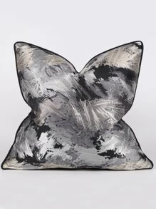 1pc Modern Minimalist Black & Grey Jacquard Decorative Pillow Cover, Suitable For Sofa, Living Room, Bedroom, 45cm*45cm, 18inch*18inch, Home Decor, Room Decor, Office Decor, Living Room Decor (No Pillow Insert) - Multicolor - View 1