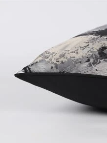 1pc Modern Minimalist Black & Grey Jacquard Decorative Pillow Cover, Suitable For Sofa, Living Room, Bedroom, 45cm*45cm, 18inch*18inch, Home Decor, Room Decor, Office Decor, Living Room Decor (No Pillow Insert) - Multicolor - View 6