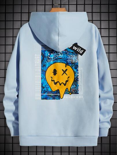 Guys Slogan & Expression Print Thermal Hoodie