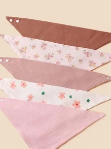 3 piezas/paquete Baberos y pañuelos triangulares para babear de patrones aleatorios para bebé - Multicolor - Ver 3