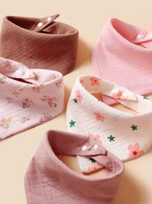 3 piezas/paquete Baberos y pañuelos triangulares para babear de patrones aleatorios para bebé - Multicolor - Ver 2