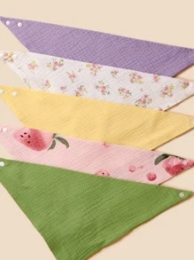 2pcs Baby Random Pattern Bandana Bib - Multicolor - View 4