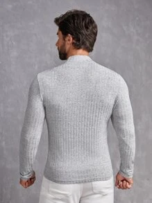 Manfinity VCAY Men T-Shirts Crew Neck Long Sleeve Basic Tee Casual Polyester - Light Grey - View 3