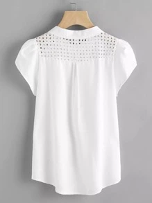 SHEIN Clasi Plus Cut Out Henley Blouse