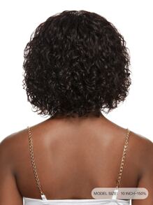 Short Human Hair Wigs With Bangs Brown Water Wave Wear To Go Wig Curly Wave Machine Made Wig For Chocolate Color - S4 - View 4