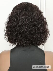 Short Human Hair Wigs With Bangs Brown Water Wave Wear To Go Wig Curly Wave Machine Made Wig For Chocolate Color - S4 - View 5