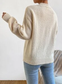Chiquease Mock Neck Drop Shoulder Jumper - Apricot - View 2