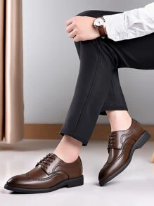 Men Wingtip Detail Lace-up Front Oxford Shoes - Brown - View 3